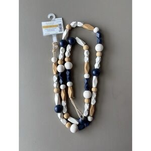 NWT Ashland 6 Foot Bead Garland - Beaded Wood White Blue